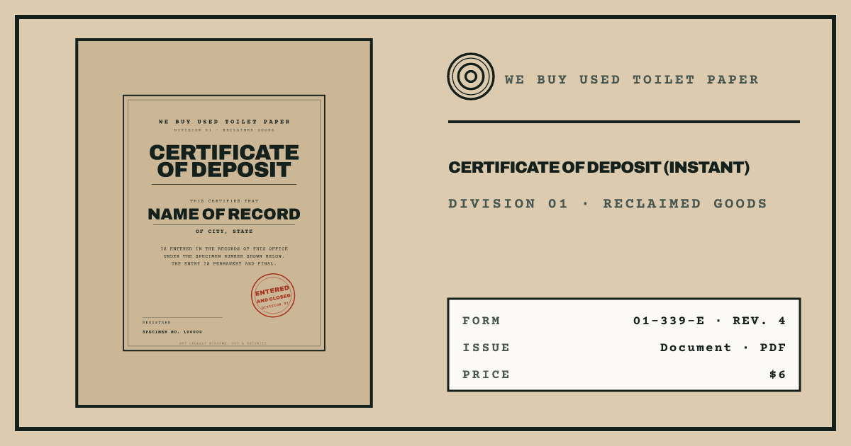 Certificate of Deposit (Instant)